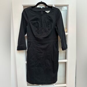 Boden Corinne Black Denim Dress Pockets Size 4 US Chic Classic Preppy Career NWT